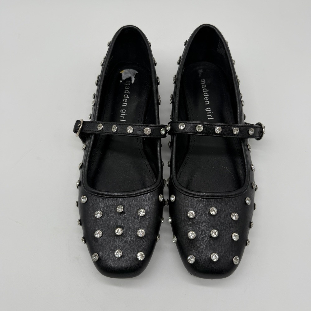 Madden Women's Studded Black Strap Shoes Size 7M Adjustable Buckle